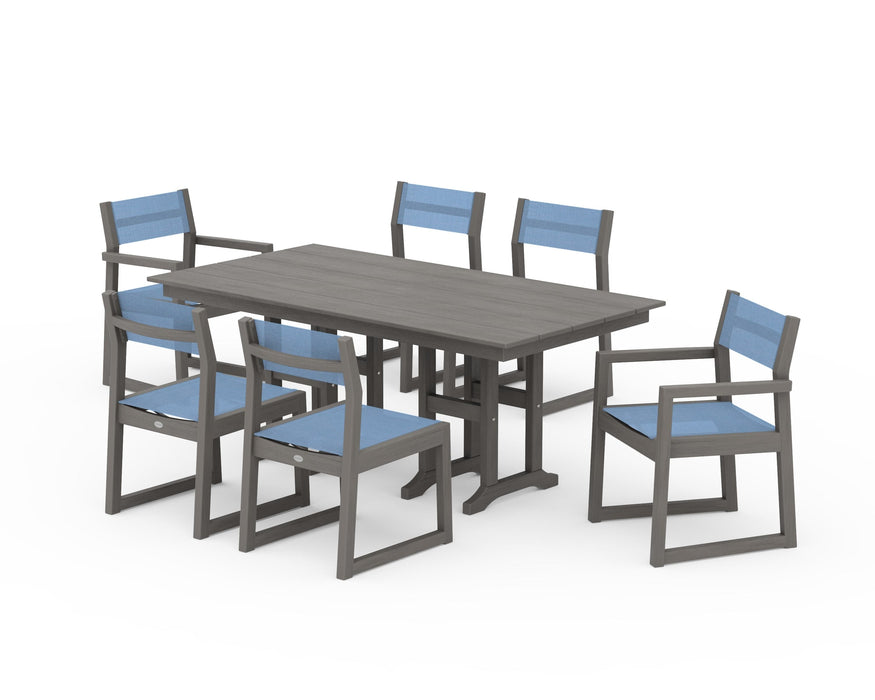 POLYWOOD® EDGE Sling 7-Piece Farmhouse Dining Set