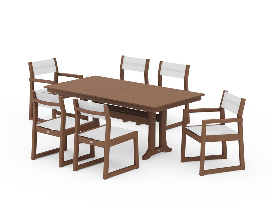 POLYWOOD® EDGE Sling 7-Piece Farmhouse Trestle Dining Set