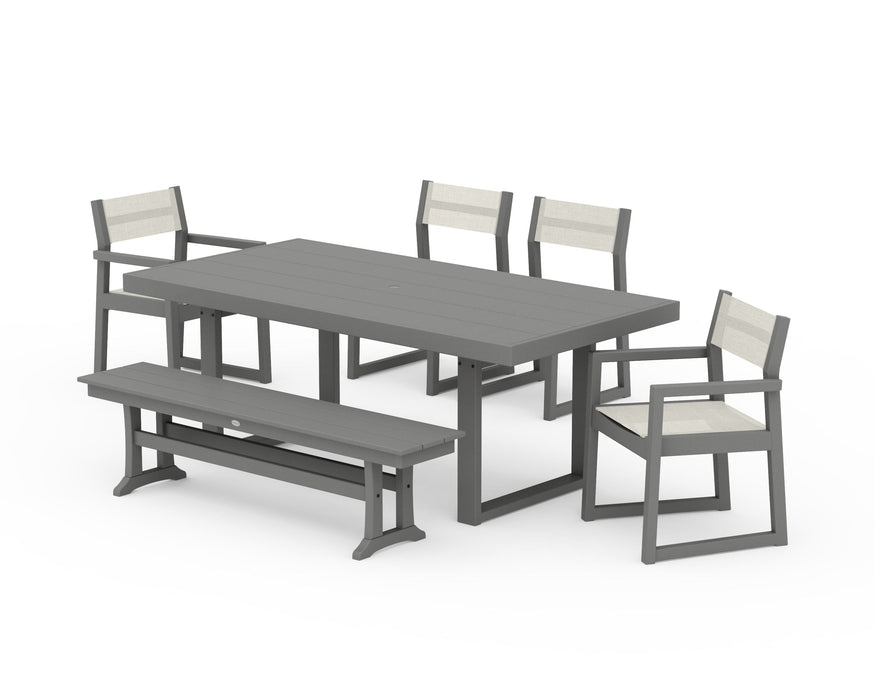 POLYWOOD® EDGE Sling 6-Piece Dining Set with Bench
