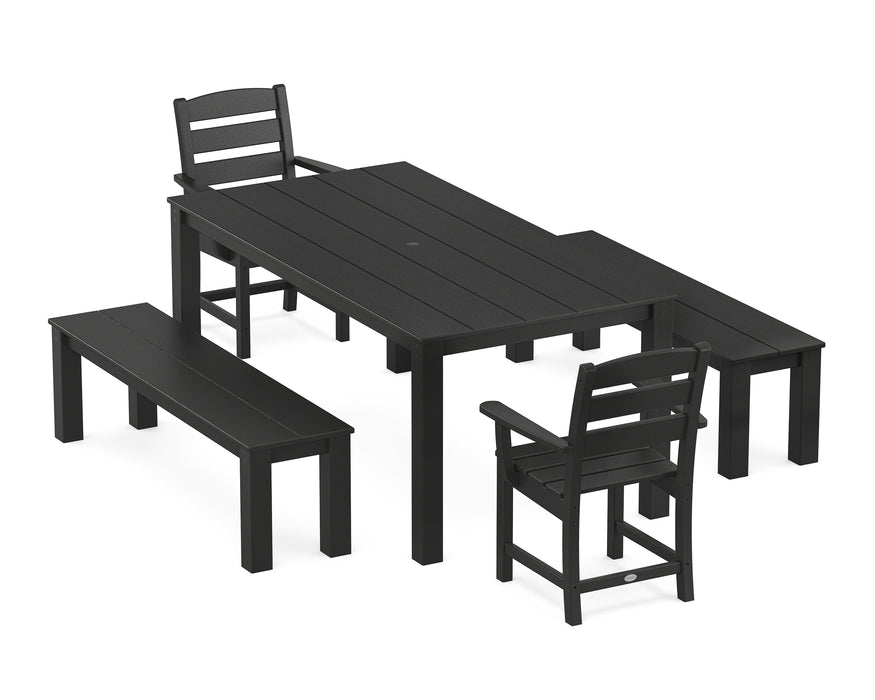 POLYWOOD Lakeside 5-Piece Parsons Dining Set with Benches