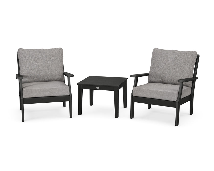 POLYWOOD Braxton 3-Piece Deep Seating Set in Black / Grey Mist