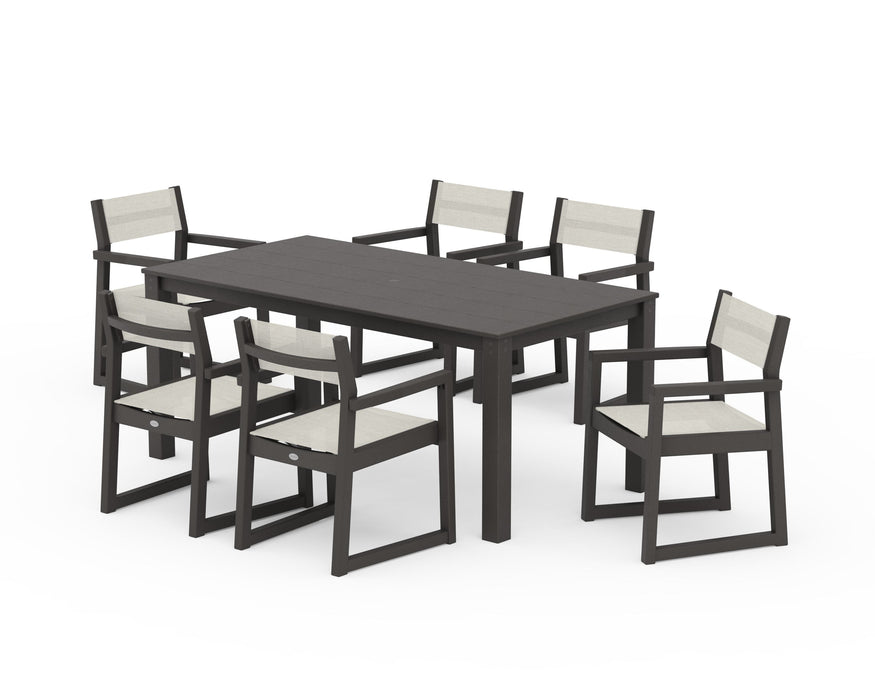 POLYWOOD® EDGE Sling Arm Chair 7-Piece Parsons Dining Set