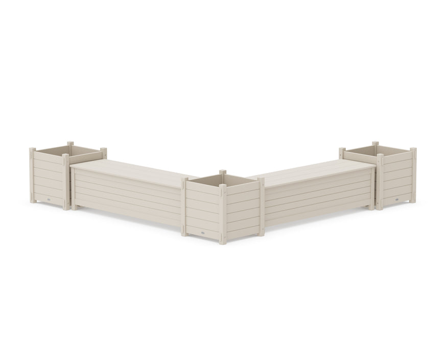 POLYWOOD® 60" Nautical L- Shaped Planter Storage Bench Corner Set- Large