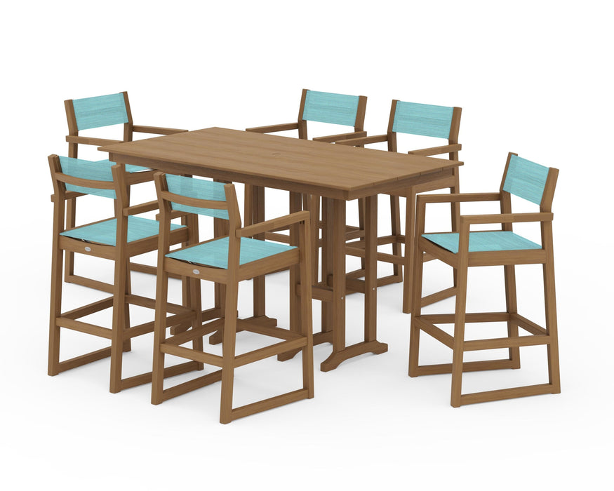 POLYWOOD® EDGE Sling Arm Chair 7-Piece Farmhouse Bar Set