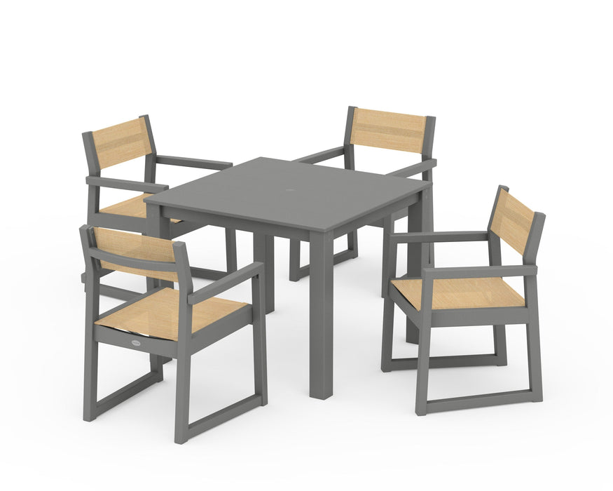 POLYWOOD® EDGE Sling Arm Chair 5-Piece Parsons Dining Set