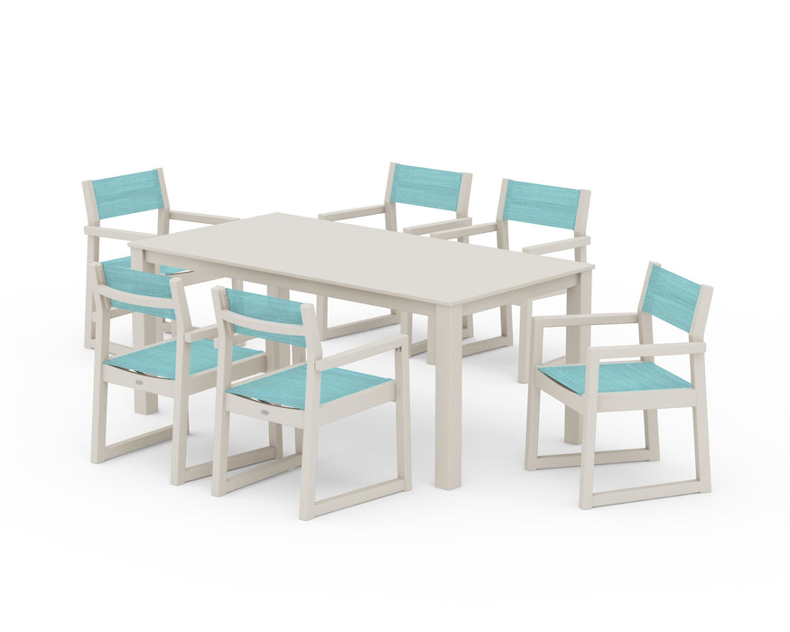 POLYWOOD® EDGE Sling Arm Chair 7-Piece Parsons Dining Set