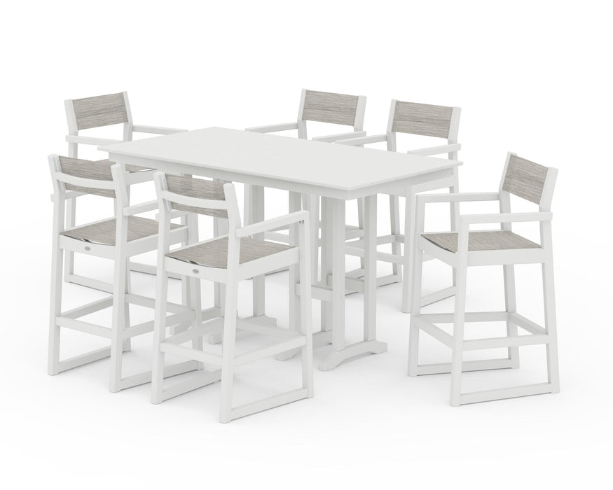 POLYWOOD® EDGE Sling Arm Chair 7-Piece Farmhouse Bar Set