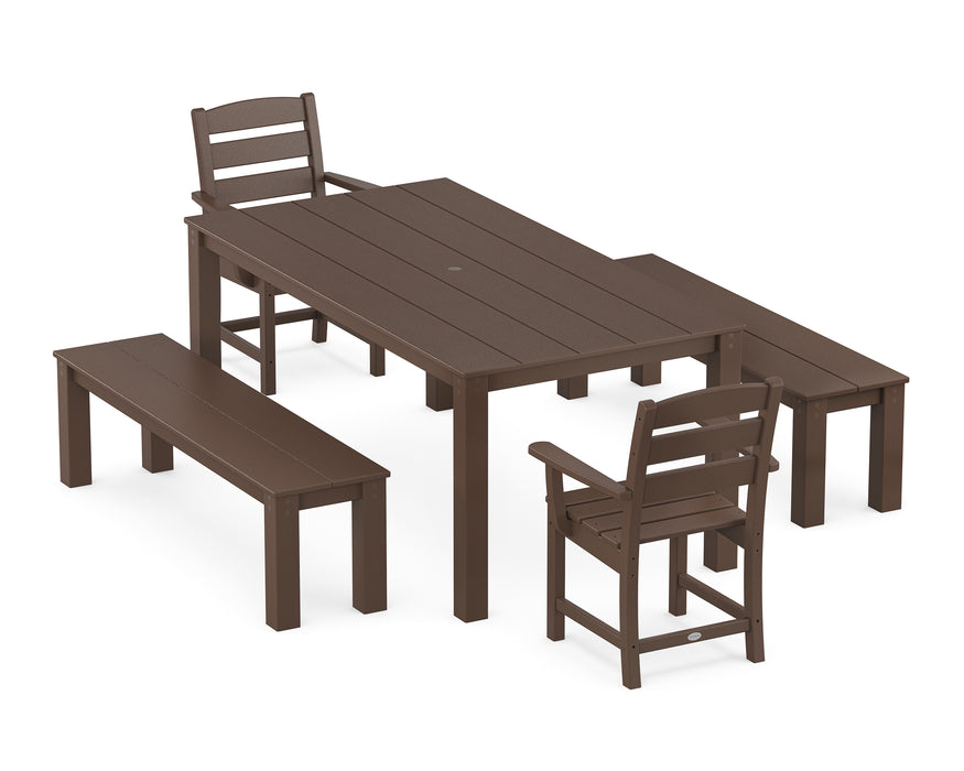 POLYWOOD Lakeside 5-Piece Parsons Dining Set with Benches