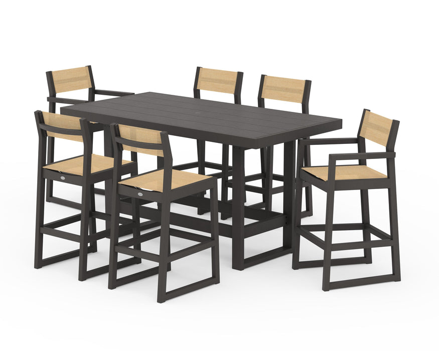 POLYWOOD® EDGE Sling 7-Piece Bar Table Set