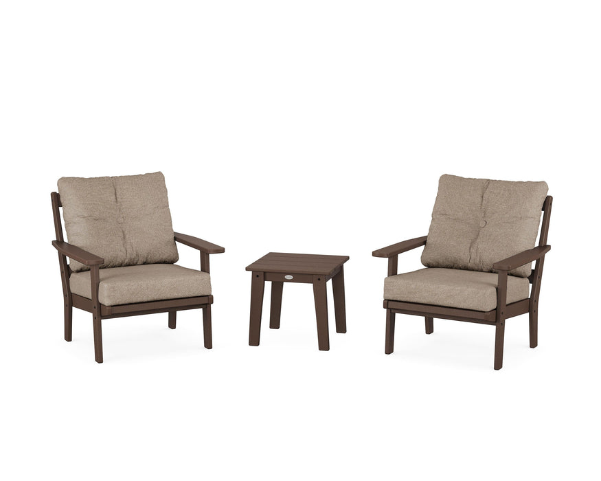 POLYWOOD Oxford 3-Piece Deep Seating Set in Mahogany / Spiced Burlap