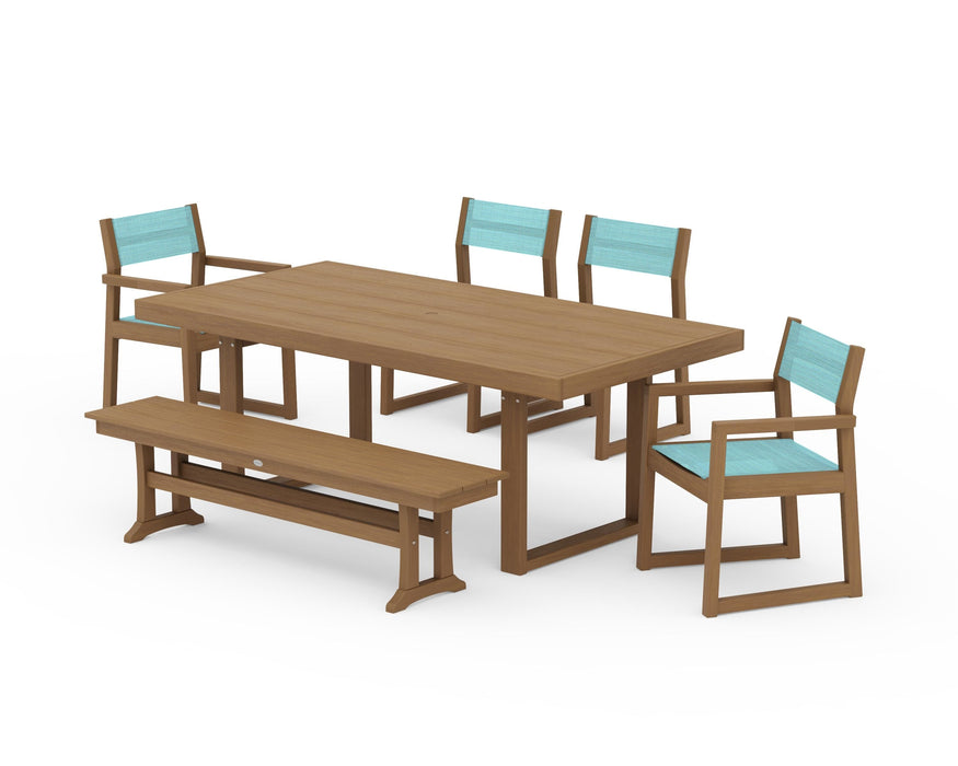 POLYWOOD® EDGE Sling 6-Piece Dining Set with Bench