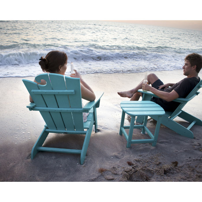 POLYWOOD Wave 3-Piece Adirondack Set with The Ocean Chair in