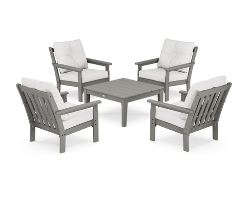 POLYWOOD Vineyard 5-Piece Deep Seating Conversation Set in Slate Grey / Natural Linen