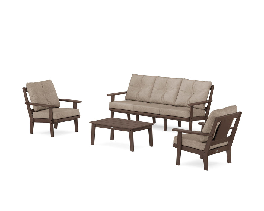 POLYWOOD Prairie 4-Piece Deep Seating Set with Sofa in Mahogany / Spiced Burlap