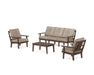POLYWOOD Prairie 4-Piece Deep Seating Set with Sofa in Mahogany / Spiced Burlap