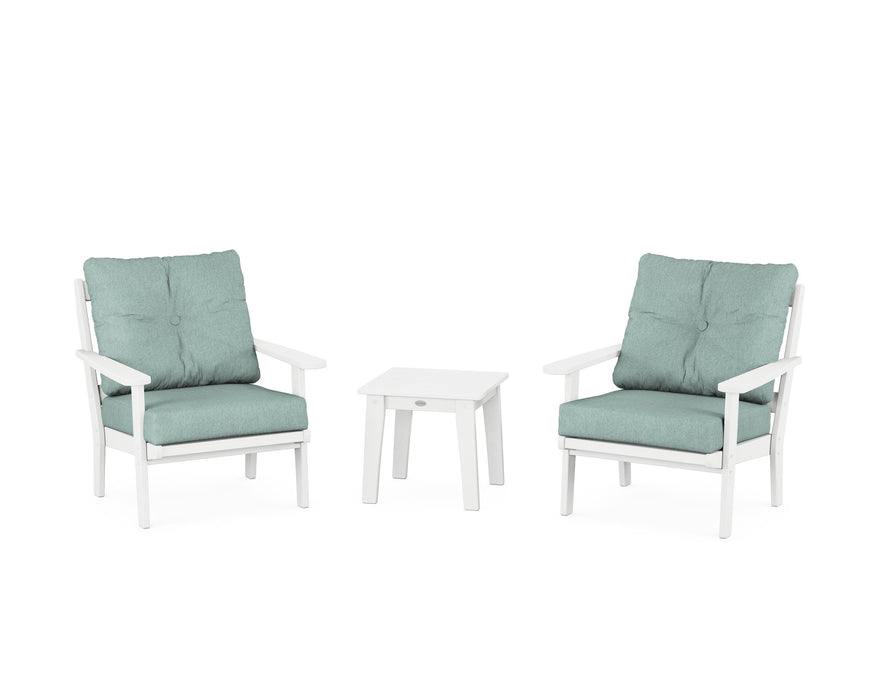 POLYWOOD Mission 3-Piece Deep Seating Set in White / Glacier Spa