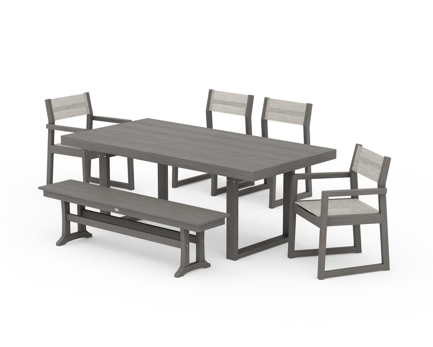 POLYWOOD® EDGE Sling 6-Piece Dining Set with Bench