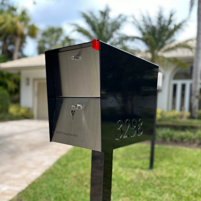 NEW! The UpTown Box Locking Package Dropbox  in TEXTURED MATT JET BLACK - Modern Mailbox