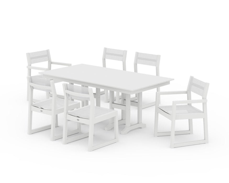 POLYWOOD® EDGE Sling 7-Piece Farmhouse Dining Set