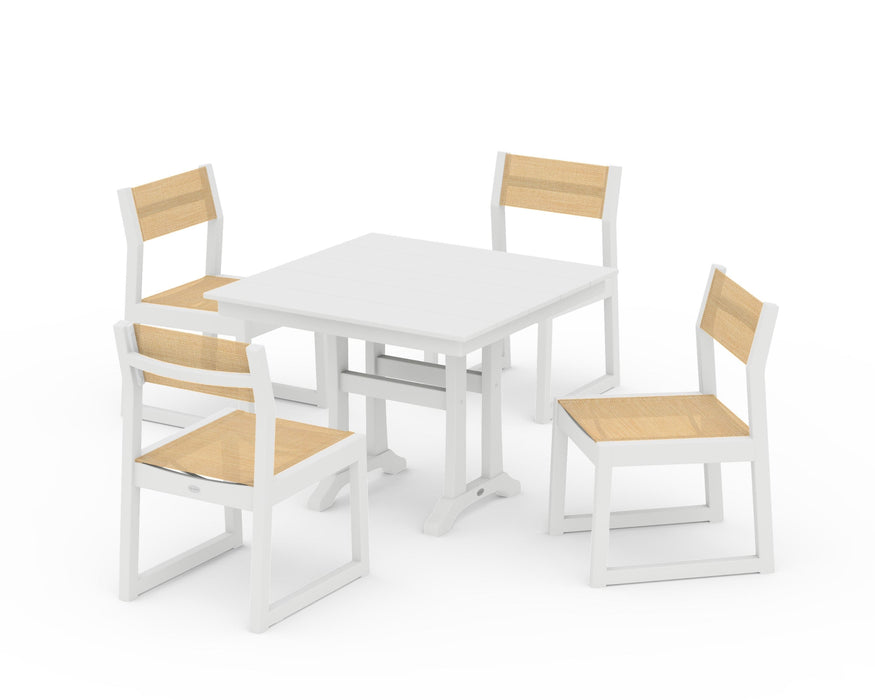 POLYWOOD® EDGE Sling 5-Piece Farmhouse Trestle Side Chair Dining Set