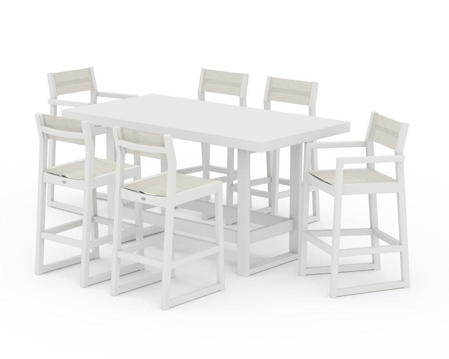 POLYWOOD® EDGE Sling 7-Piece Bar Table Set