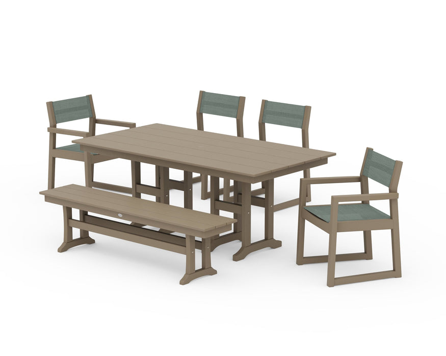 POLYWOOD® EDGE Sling 6-Piece Farmhouse Dining Set