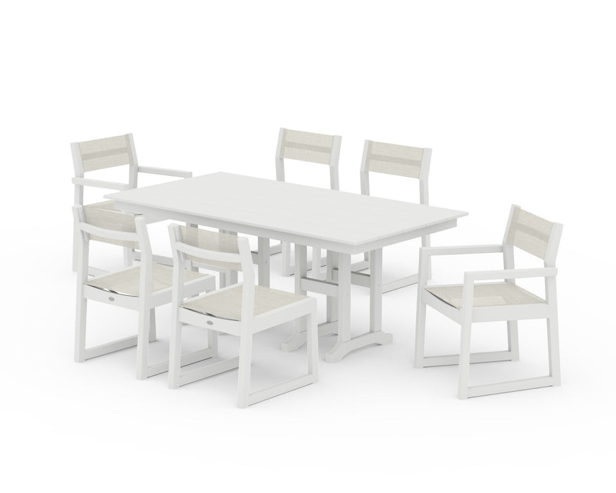 POLYWOOD® EDGE Sling 7-Piece Farmhouse Dining Set