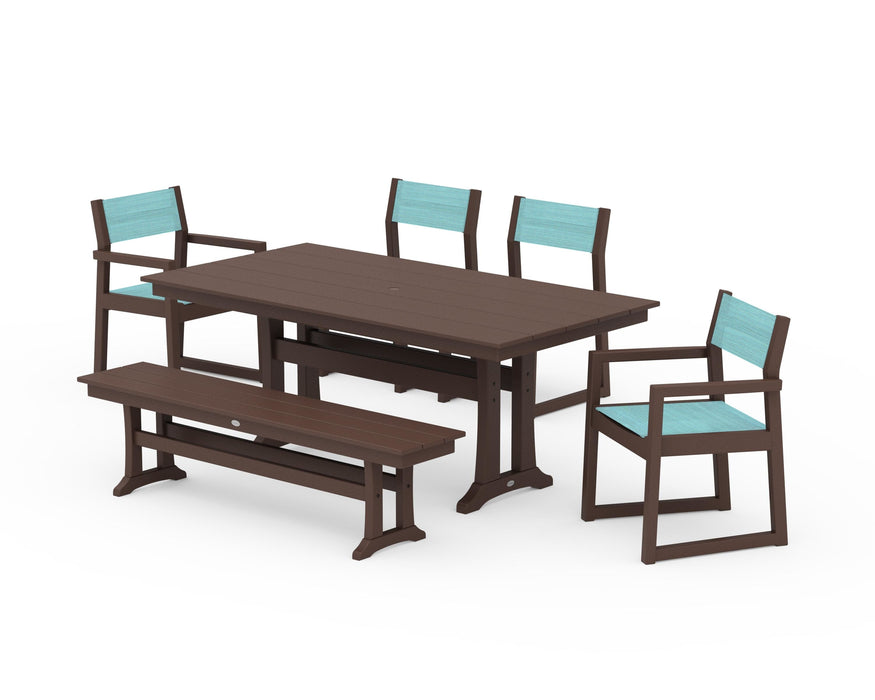 POLYWOOD® EDGE Sling 6-Piece Farmhouse Dining Set With Trestle Legs