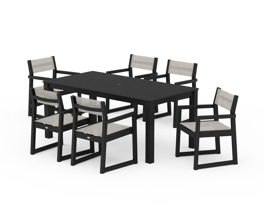 POLYWOOD® EDGE Sling Arm Chair 7-Piece Parsons Dining Set