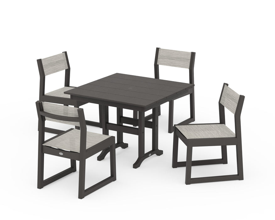 POLYWOOD® EDGE Sling Side Chair 5-Piece Farmhouse Dining Set