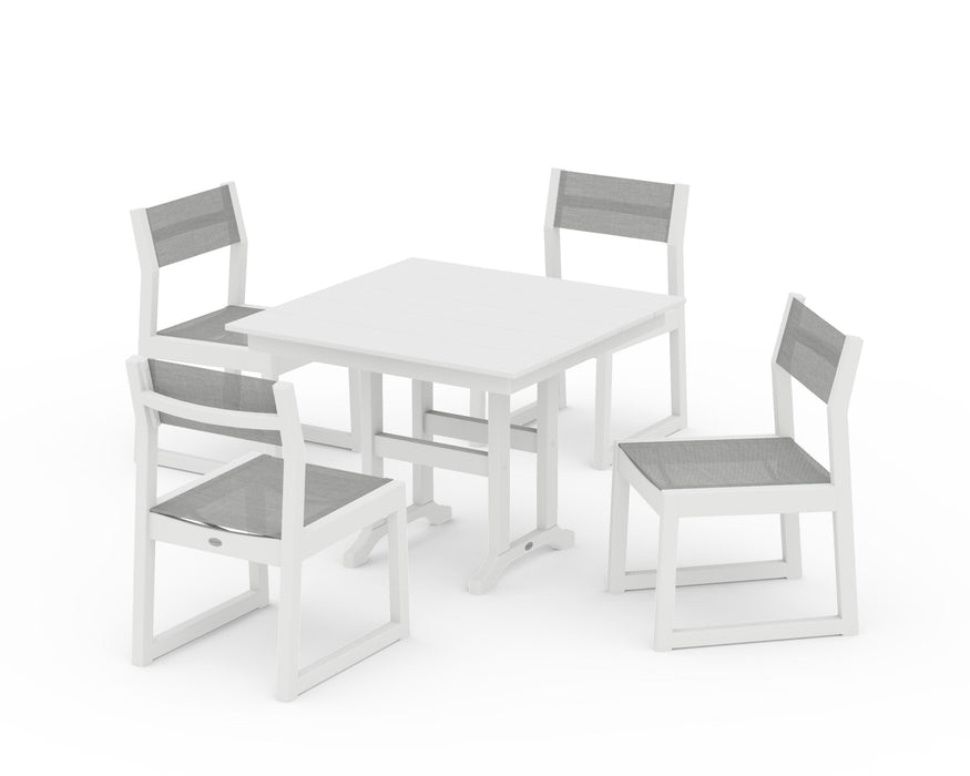 POLYWOOD® EDGE Sling Side Chair 5-Piece Farmhouse Dining Set