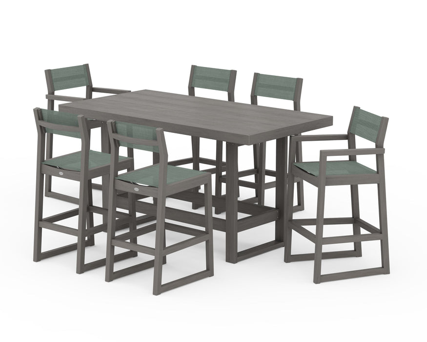 POLYWOOD® EDGE Sling 7-Piece Bar Table Set