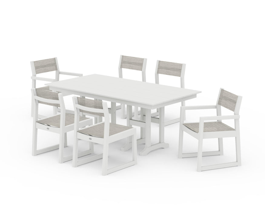 POLYWOOD® EDGE Sling 7-Piece Farmhouse Dining Set