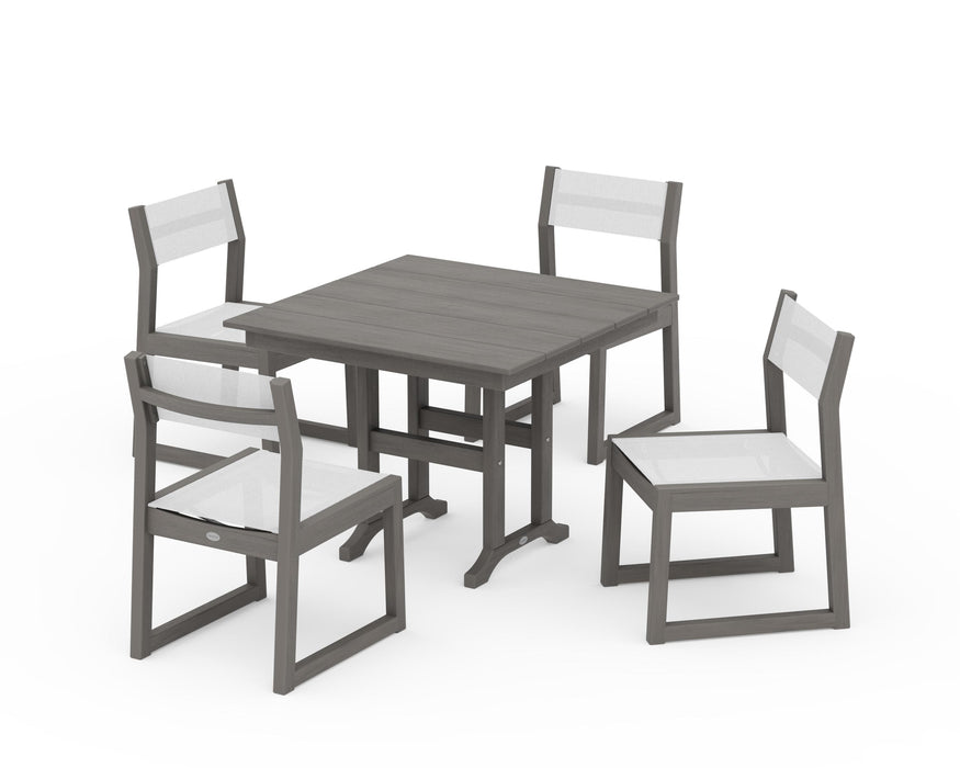 POLYWOOD® EDGE Sling Side Chair 5-Piece Farmhouse Dining Set