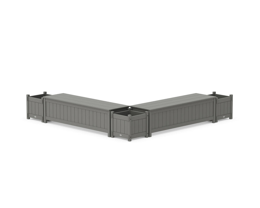 POLYWOOD® 60" Vineyard L- Shaped Planter Storage Bench Corner Set