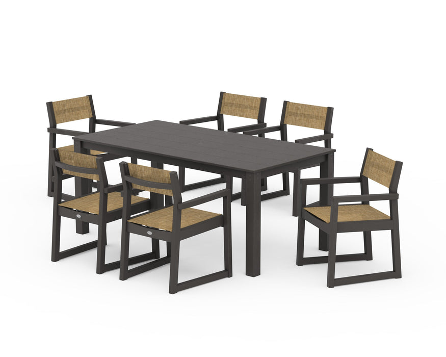 POLYWOOD® EDGE Sling Arm Chair 7-Piece Parsons Dining Set