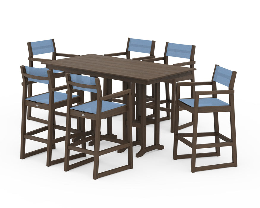 POLYWOOD® EDGE Sling Arm Chair 7-Piece Farmhouse Bar Set