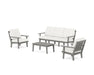 POLYWOOD Oxford 4-Piece Deep Seating Set with Sofa in Slate Grey / Natural Linen