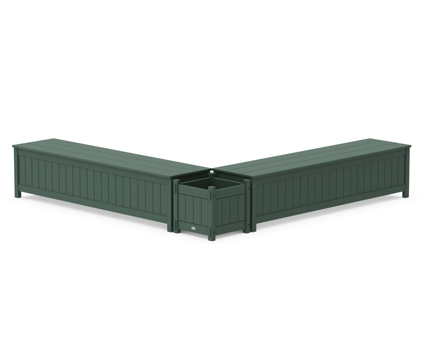 POLYWOOD® 72" Vineyard L- Shaped Planter Storage Bench Set