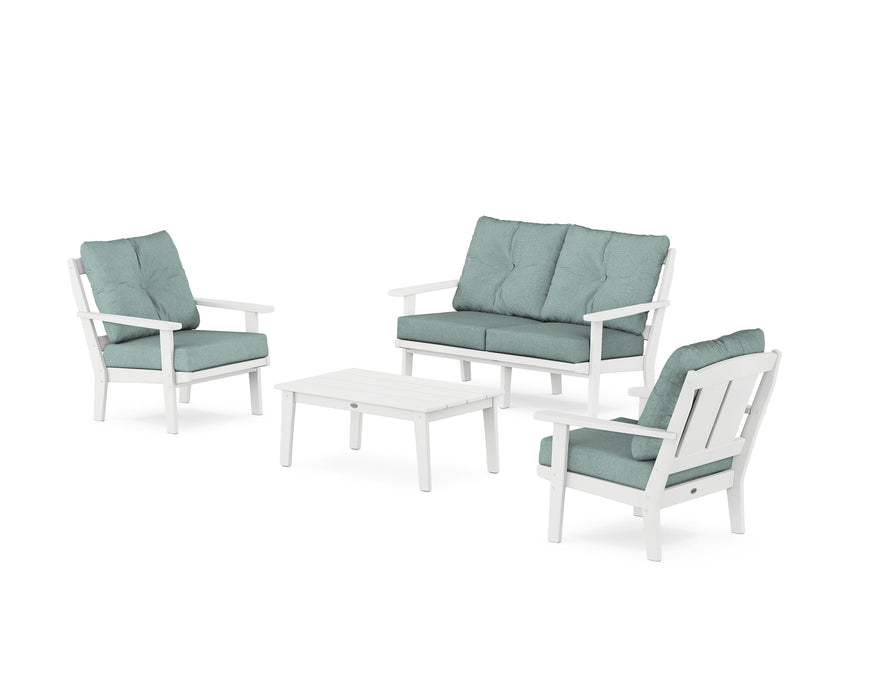 POLYWOOD Mission 4-Piece Deep Seating Set with Loveseat in White / Glacier Spa