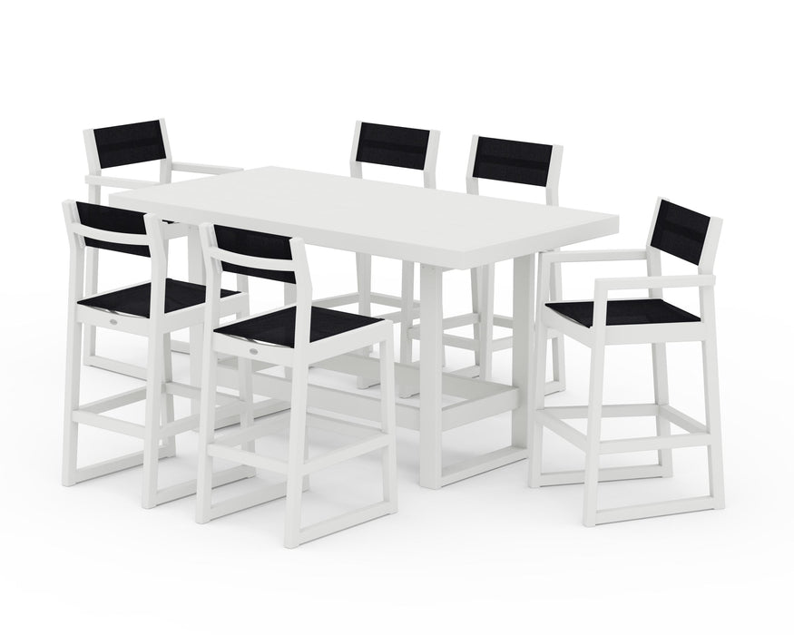 POLYWOOD® EDGE Sling 7-Piece Bar Table Set