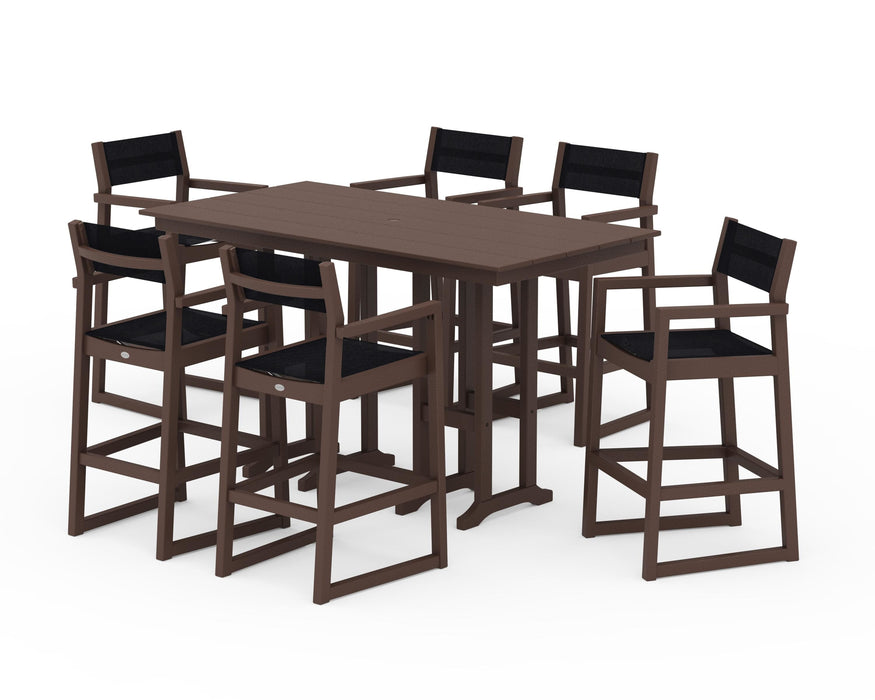 POLYWOOD® EDGE Sling Arm Chair 7-Piece Farmhouse Bar Set