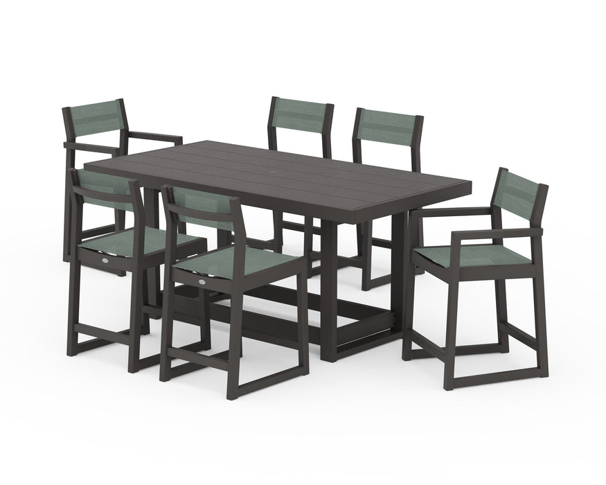 POLYWOOD® EDGE Sling 7-Piece Counter Table Set