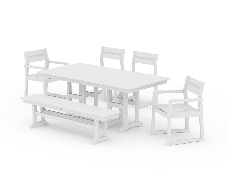 POLYWOOD® EDGE Sling 6-Piece Farmhouse Dining Set