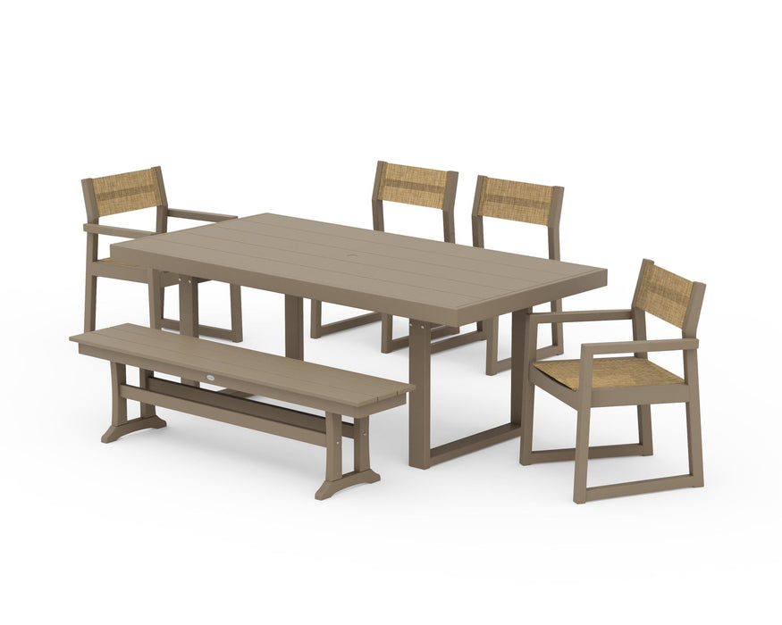 POLYWOOD® EDGE Sling 6-Piece Dining Set with Bench