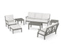 POLYWOOD Braxton 7-Piece Deep Seating Set in Slate Grey / Natural Linen