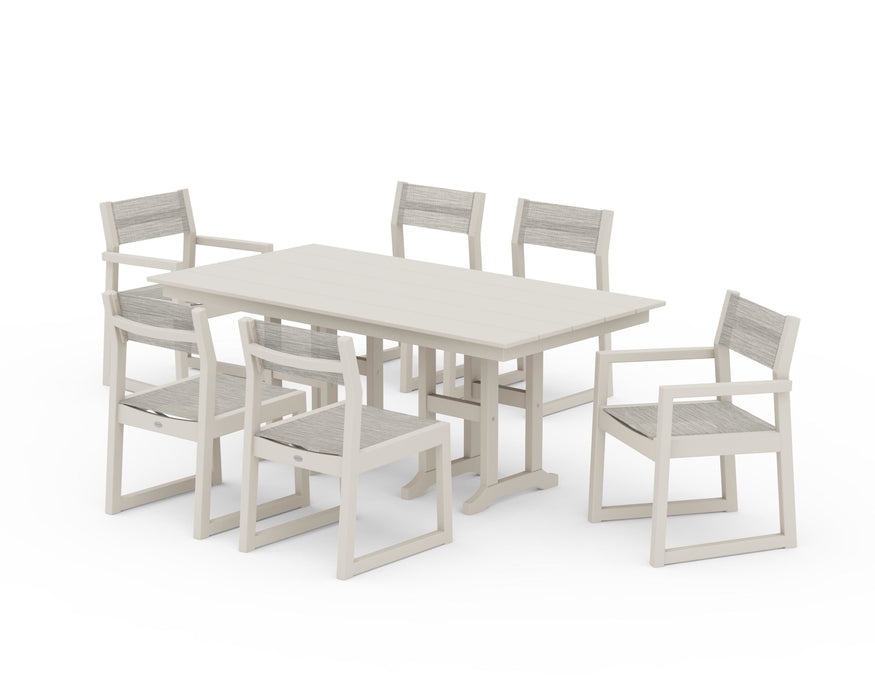 POLYWOOD® EDGE Sling 7-Piece Farmhouse Dining Set