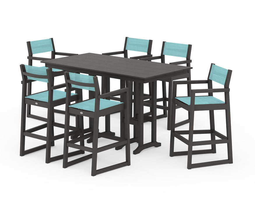 POLYWOOD® EDGE Sling Arm Chair 7-Piece Farmhouse Bar Set