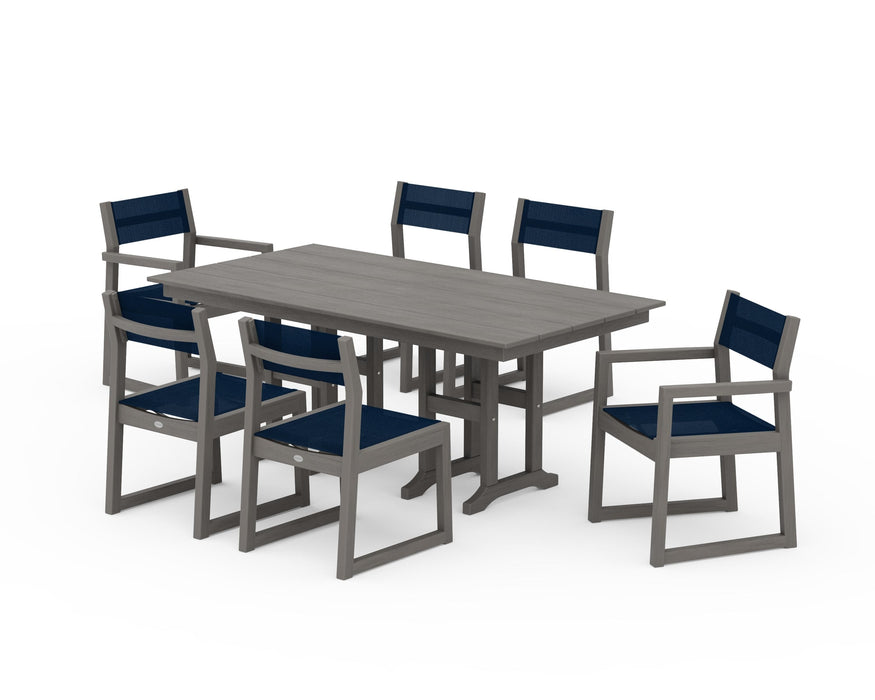 POLYWOOD® EDGE Sling 7-Piece Farmhouse Dining Set