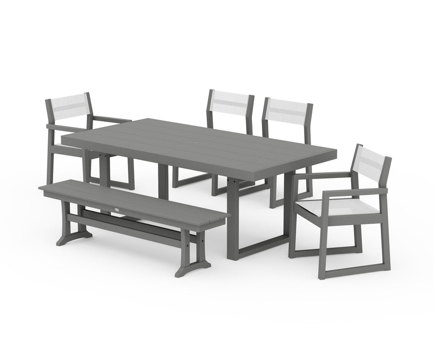 POLYWOOD® EDGE Sling 6-Piece Dining Set with Bench